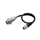 OMRON ELECTRONICS - Sensore di prossimità induttivo in ottone nichel, M18, schermato, 5 mm, cavo a spirale 0,3 m, CC 2 fili, senza polarità.