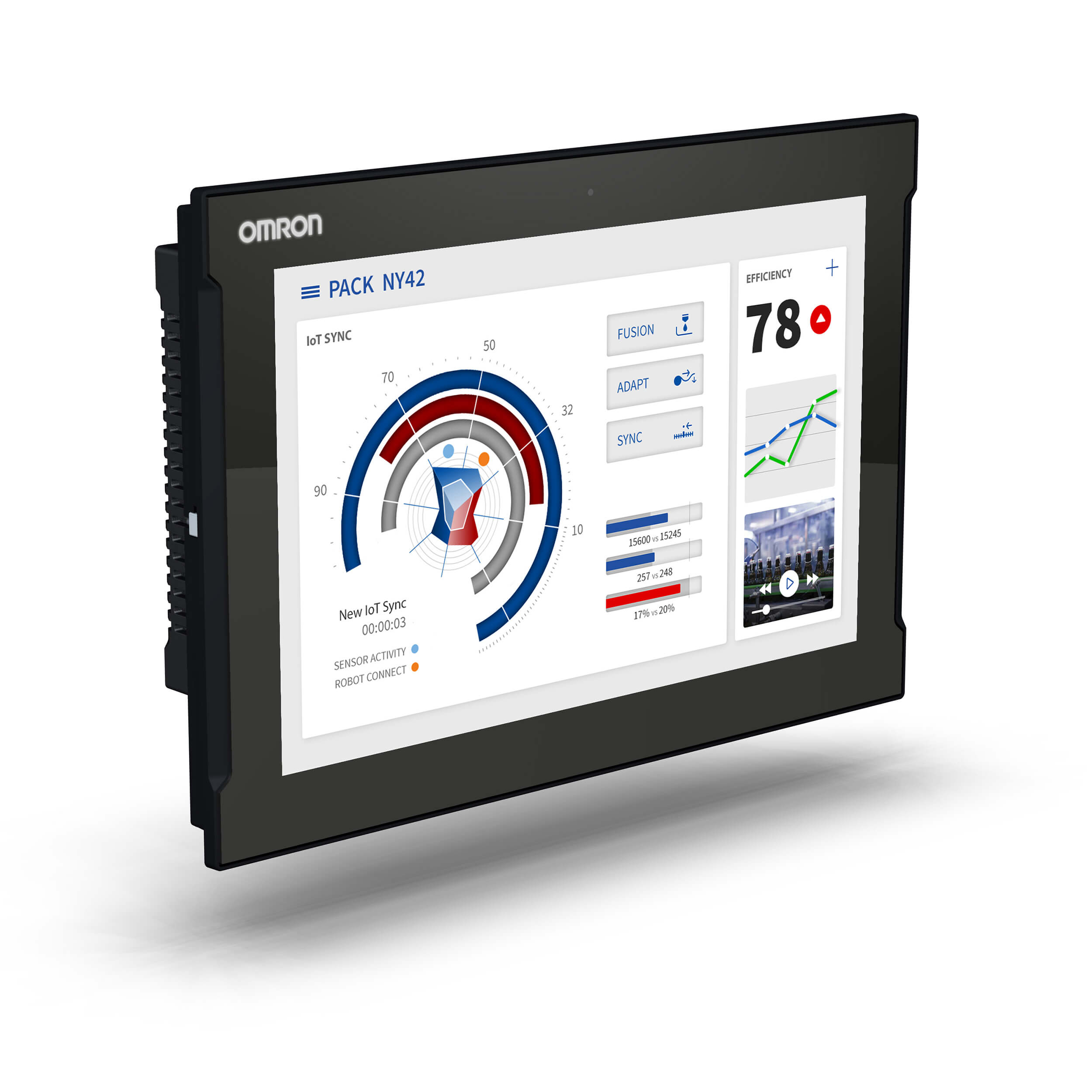 OMRON ELECTRONICS - Panel PC industriale con Intel Celeron 3965U, 4 GB DRAM, HDD 320 GB, Win 10 IoT, PCIe, RS-232C, display 15,4 pollici touchscreen capacitivo.