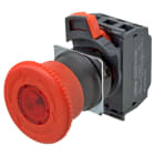 OMRON ELECTRONICS - Pulsante emergenza Ø22 mm, diam. 40 mm, luminoso, 1 NC, riassetto a rotazione, terminali push-in. A22NEMP002C