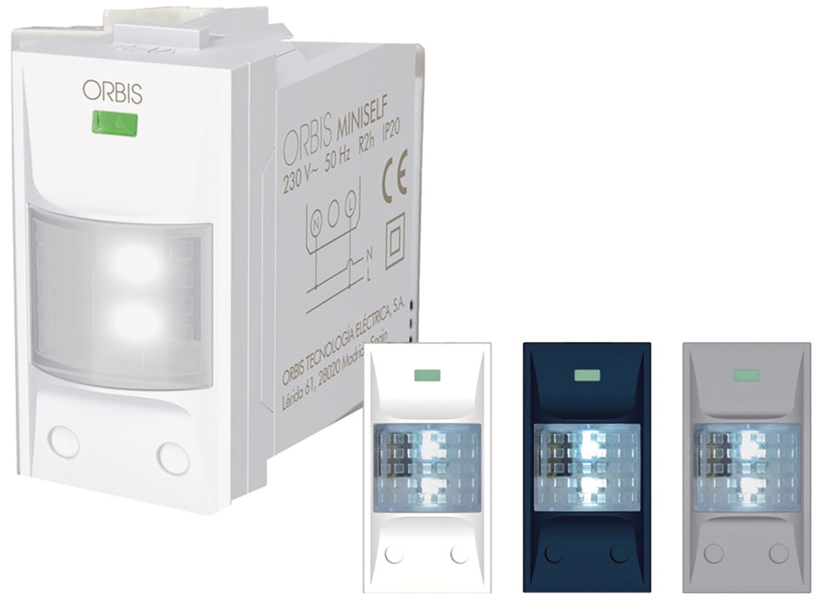 ORBIS - MINISELF LED Lampada di emergenza da incasso con frontalini BIANCO, ANTRACITE e ALLUMINIO intercambiabili, 1 modulo DIN, 230V OB136312