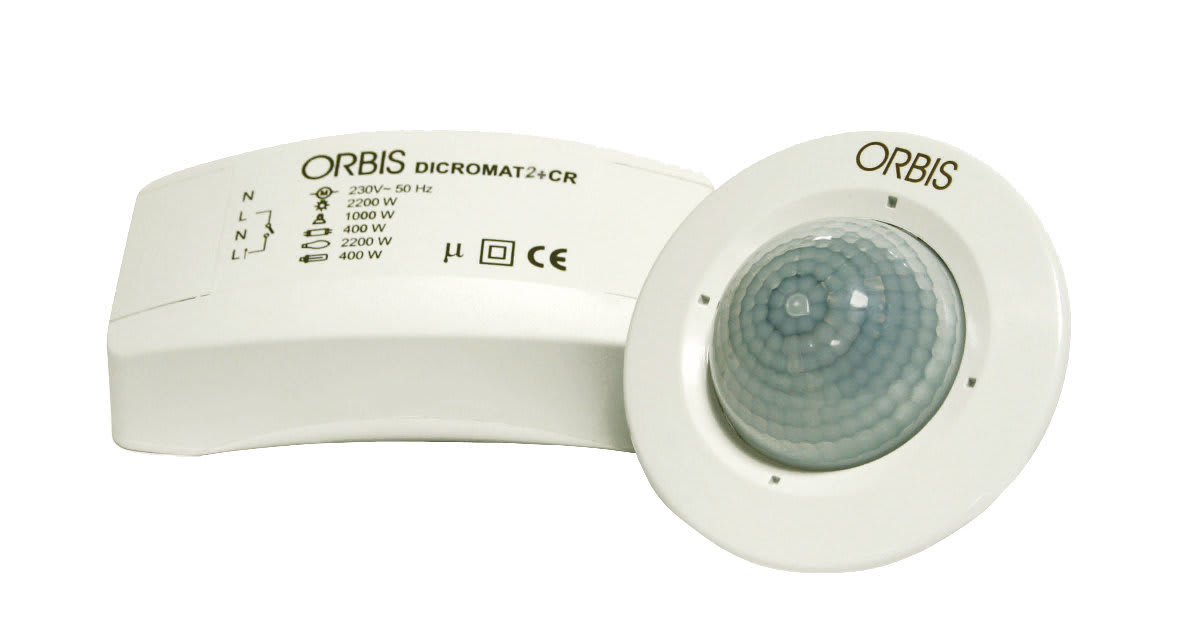 ORBIS - DICROMAT 2+ CR Rivelatore di presenza da incasso, rilevamento: angolo 360°, diametro 4m ad altezza 2.5m , 2 relè, 230V