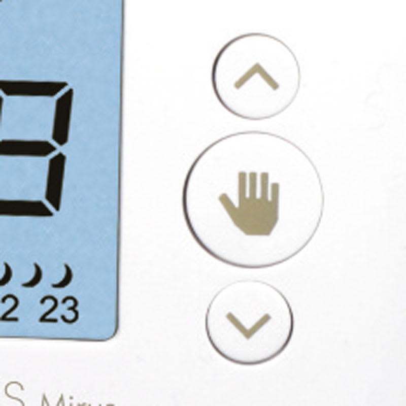 ORBIS - MIRUS BIANCO Cronotermostato digitale a batteria, da parete, programmazione giornaliera/settimanale OB324700