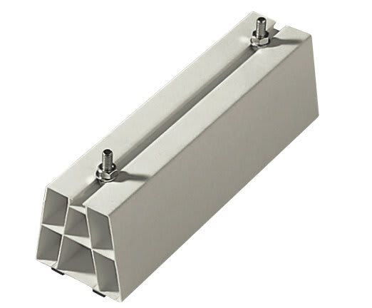 ORBIS - SPE 350/2P Base di supporto a pavimento lunghezza 350 mm, sezione 100x100 mm, compl. di viti e vibroflex adesivo, RAL1013, portata MAX 400 Kg