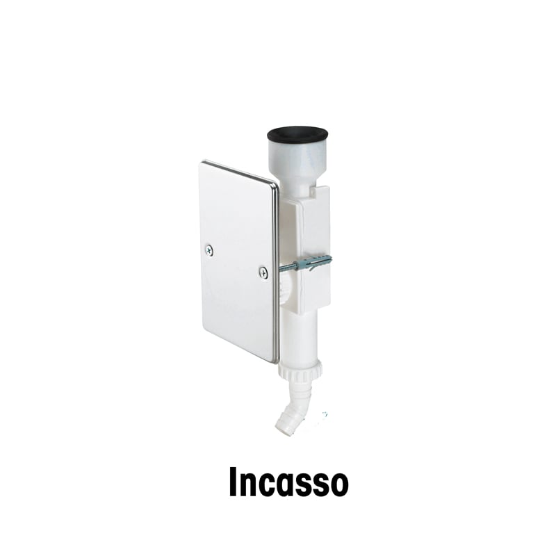 ORBIS - SIFI 5 / 16, Versione da incasso in polipropilene bianco con placca frontale inox, finestra d'ispezione, ingresso ø 20 mm e uscita ø 16 mm
