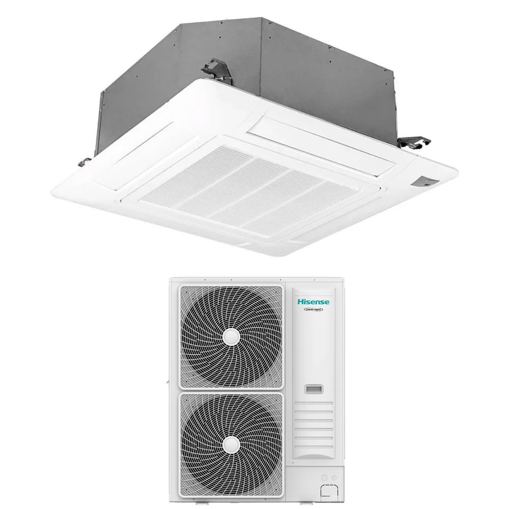 ORBIS - AUC105UR4RKC8/AUW105U4RW8 Unità interna a CASSETTA e unità esterna, potenza 10 kW,GAS R32,linea COMMERCIALE CASSETTA ROUND FLOW,HISENSE
