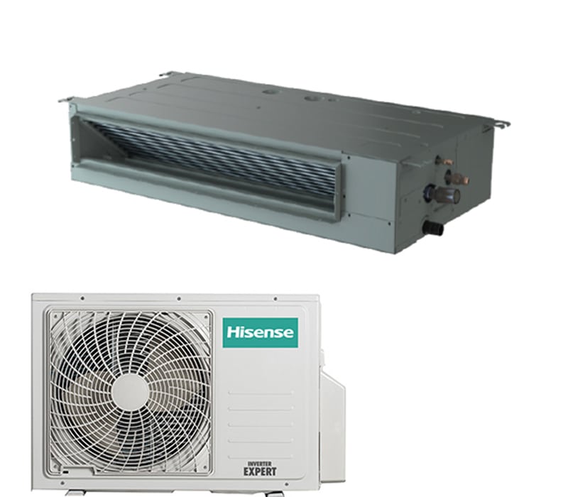 ORBIS - ADT35UX4 Unità interna a CANALIZZATO e unità esterna,potenza 3.5kW-10000 BTU/h,comando remoto e cablato,GAS R32,linea COMMERCIALE CANALIZZATO,HISENSE