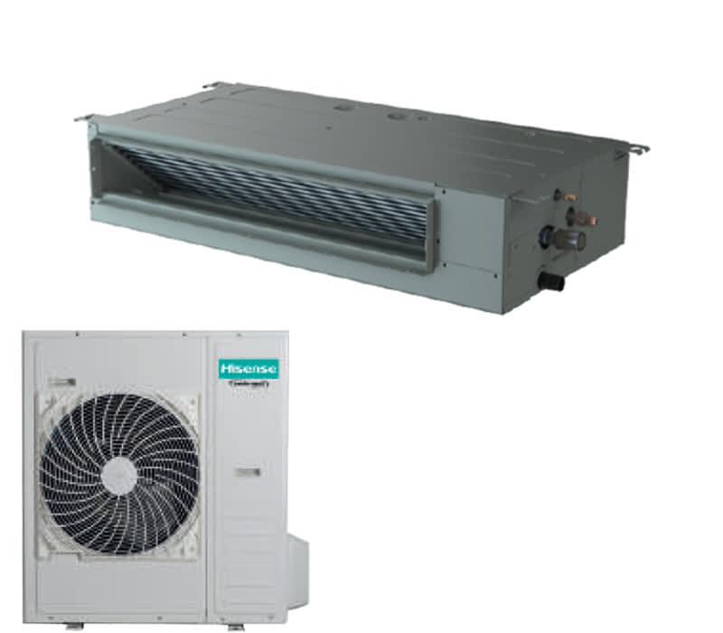 ORBIS - AUD125UX4REH8/AUW125U6RW8 Unità interna a CANALIZZATO e unità esterna,pot.12.5kW,comando remoto e cablato,GASR32,linea COMMERCIALE CANALIZZATO,HISEN