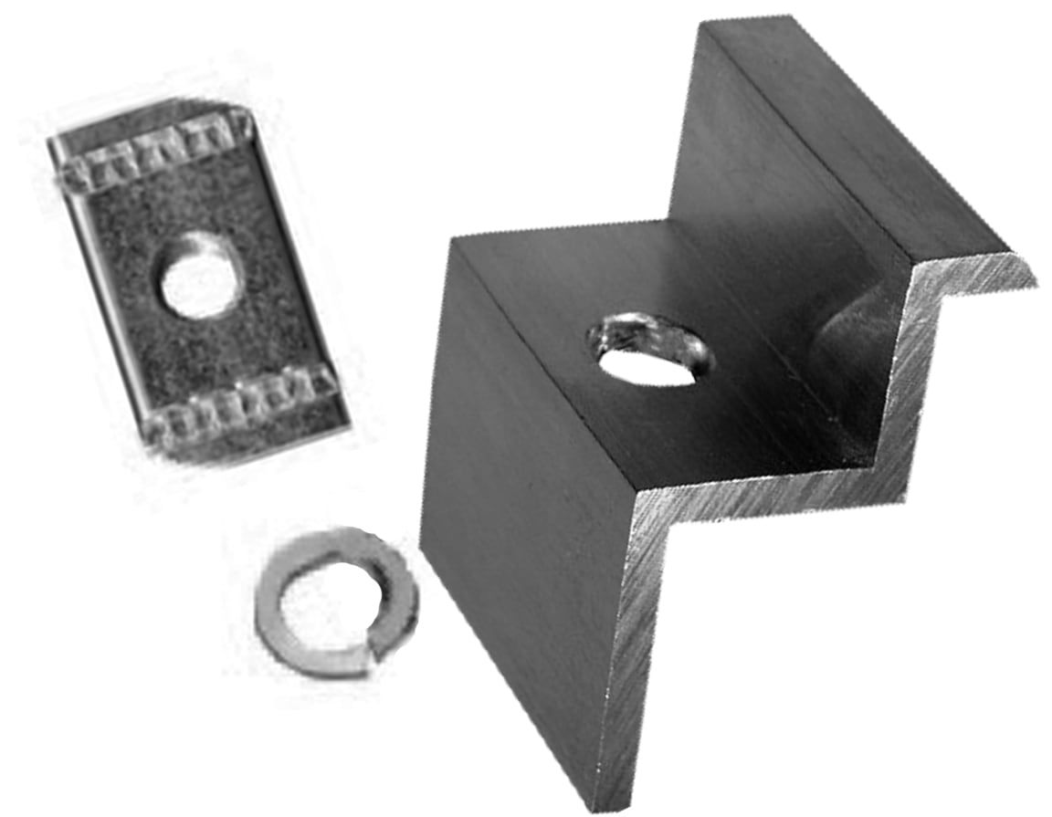 ORBIS - MPT-32 Morsetto TERMINALE fissaggio moduli, colore ALLUMINIO, spessori moduli ammessi 31mm-32mm (Vite BM840 OB620780 non compresa)