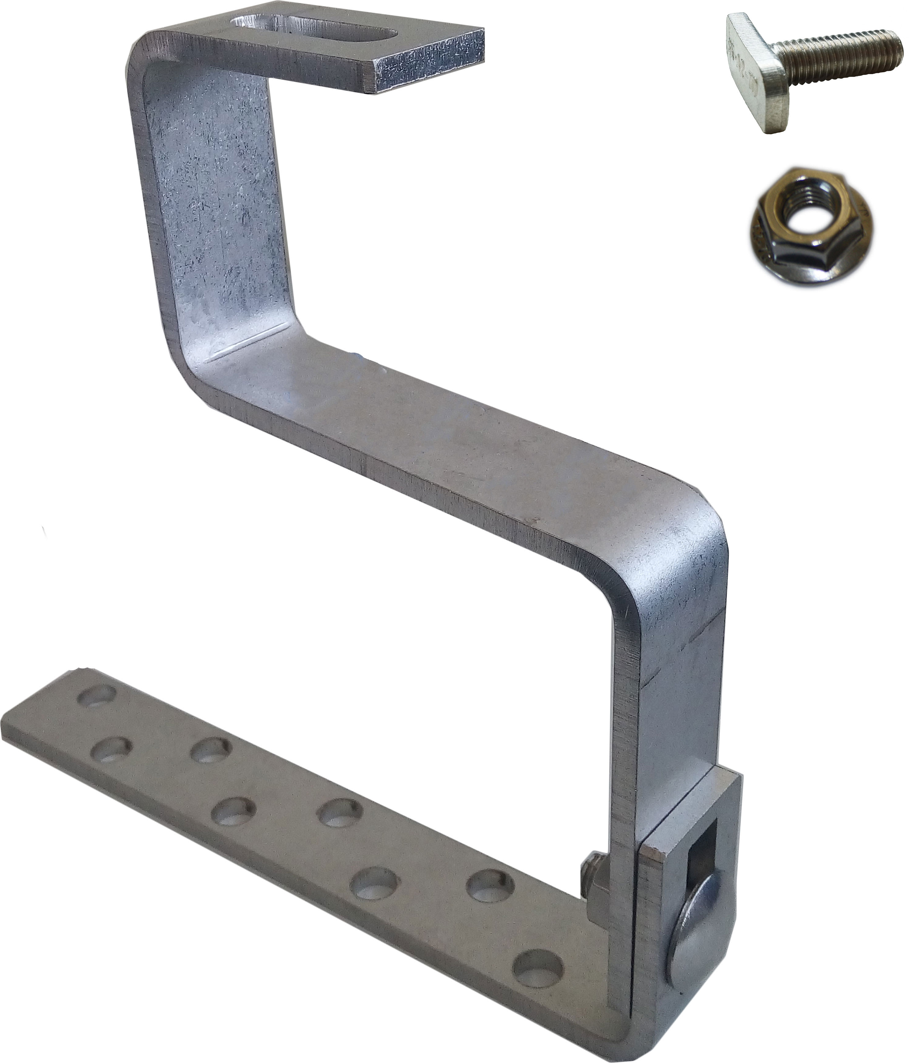 ORBIS - SSR-DCS  Staffa in ACCIAIO AISI 304 con bulloneria per fissaggio su profilo, per tegole DOPPIO COPPO, spessore 5mm
