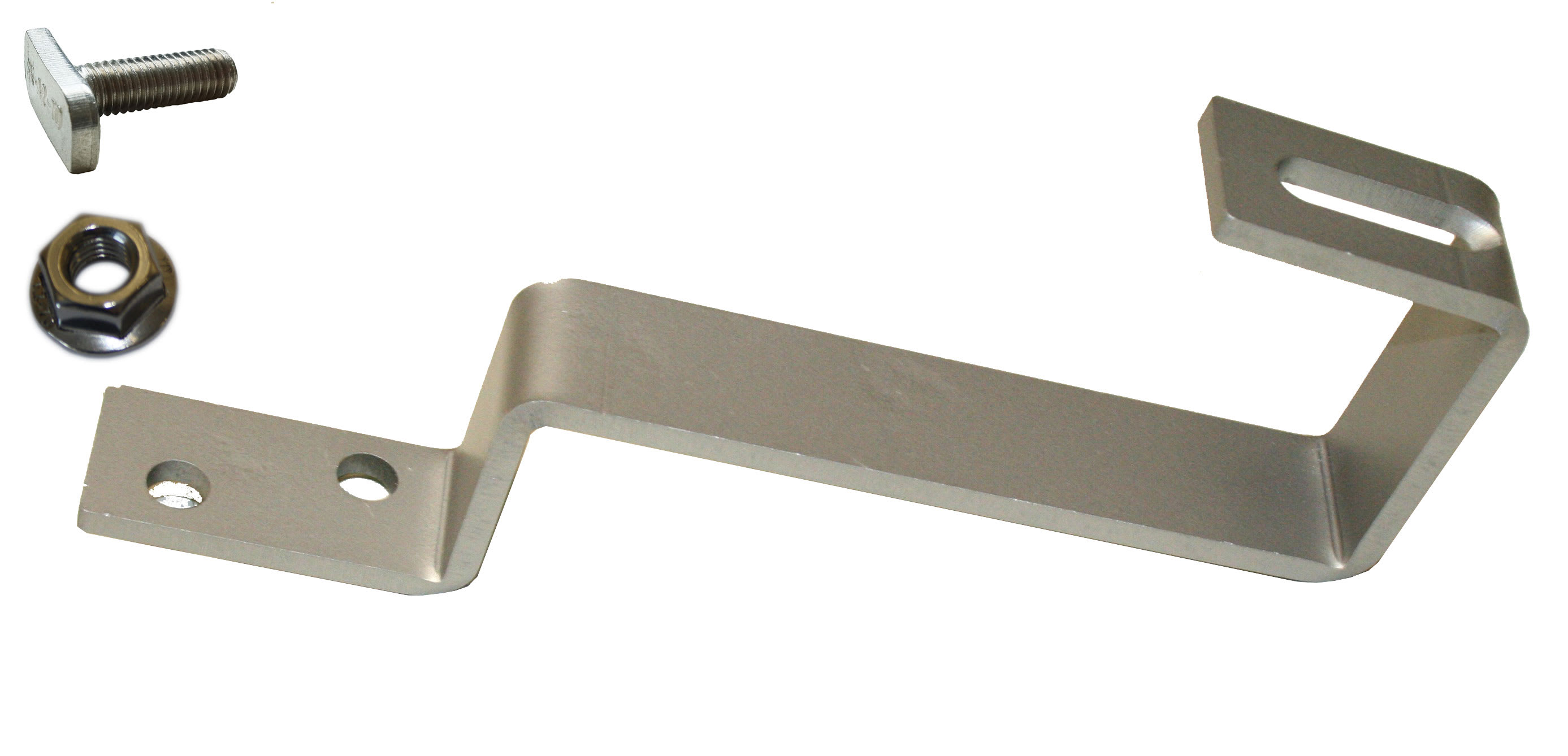 ORBIS - SSR-MXS  Staffa semplice in ACCIAIO INOX AISI 304 con bulloneria per fissaggio su profilo, per tegole MARSIGLIESI, spessore 5mm