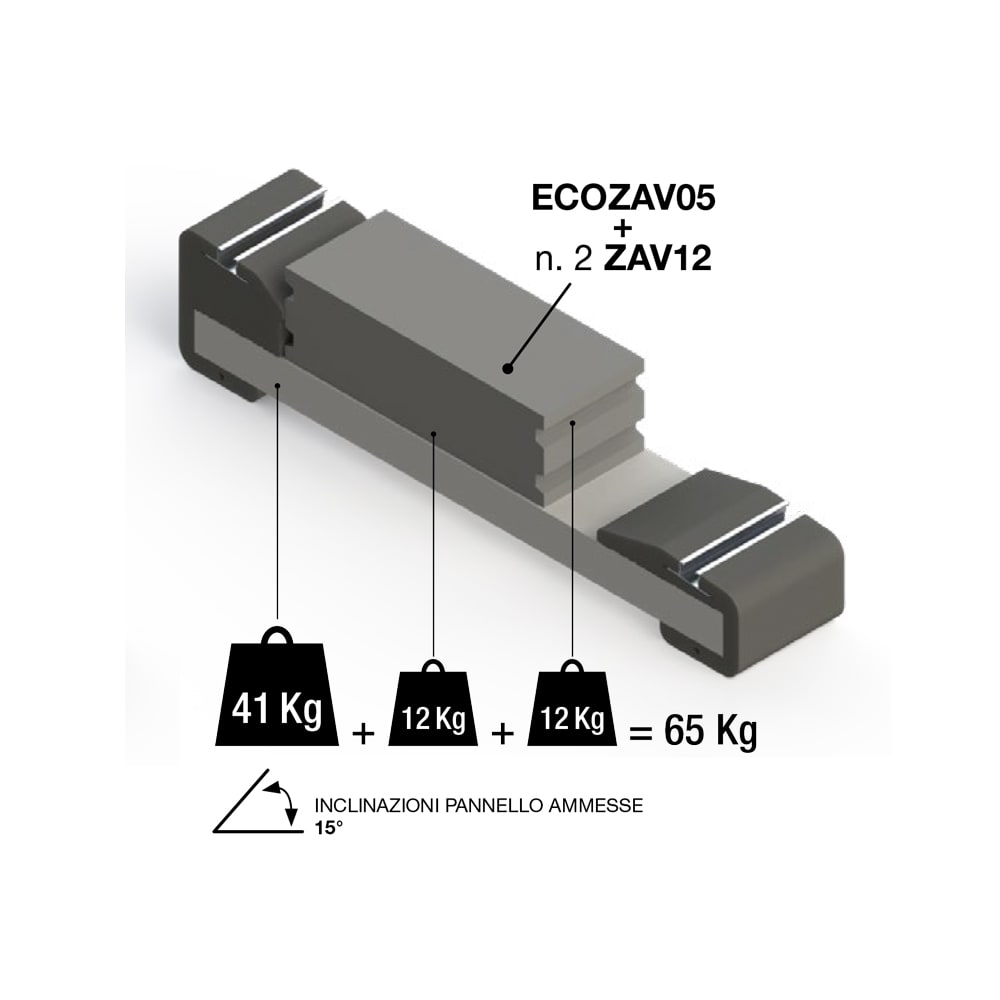 ORBIS - ZAV-12 Zavorra in calcestruzzo, peso 12kg dimensioni 492x192x77mm