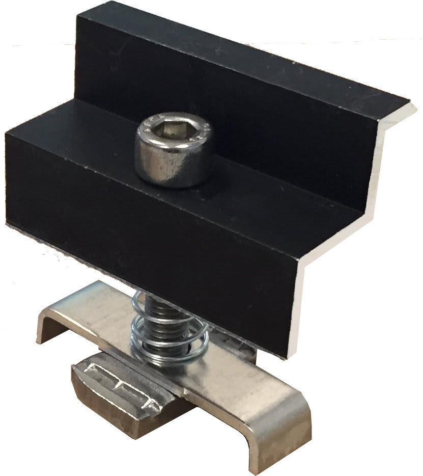 ORBIS - MPT-P55NE Morsetto TERMINALE PREASSEMBLATO fissaggio moduli, colore NERO, spessori moduli ammessi 54mm-55mm