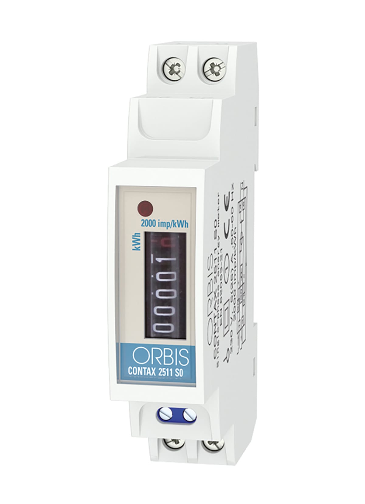 ORBIS - CONTAX 2511 SO Contatore monofase energia attiva, 1 Modulo, 25A, inserzione diretta, display elettromeccanico, lampeggio LED 0.5Wh/imp