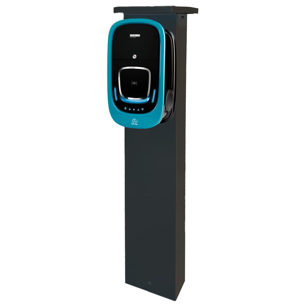 ORBIS - COMON COMBI+ Sostegno MONOFACCIALE a colonnina in metallo per le stazioni di ricarica VIARIS COMBI+, colore NERO, altezza 1500mm