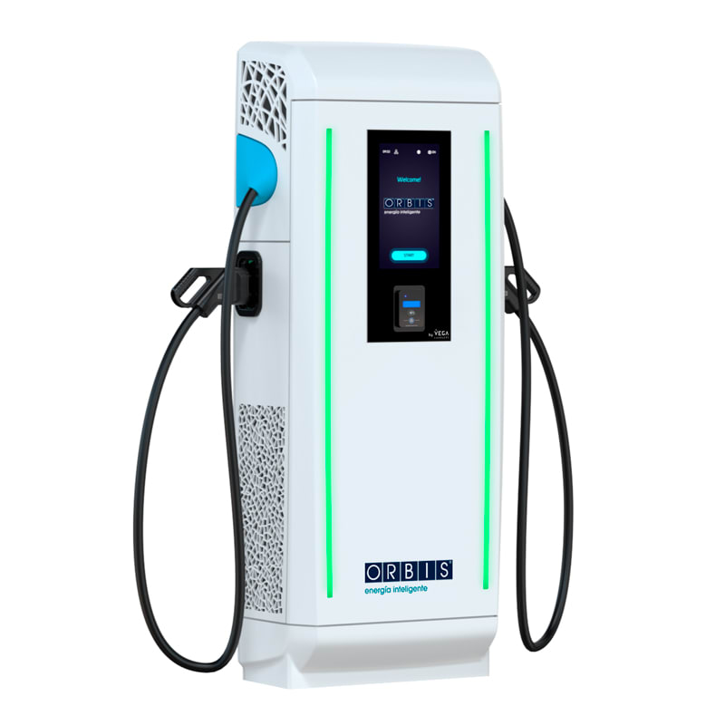 ORBIS - VIARIS LANDER 1CCS1CHA60ETHG DC FAST CHARGER 60 kW, 2 uscite: CCS2+CHAdeMO, Cavo 4m, Ethernet+4G, lettore carte RFID