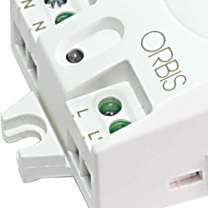 ORBIS - ECOMAT 2N MINI Rivelatore di movimento da incasso, rilevamento: angolo 360°, diametro 10m ad altezza 2.5m, modalità STAND-BY e ON permanente, 230V