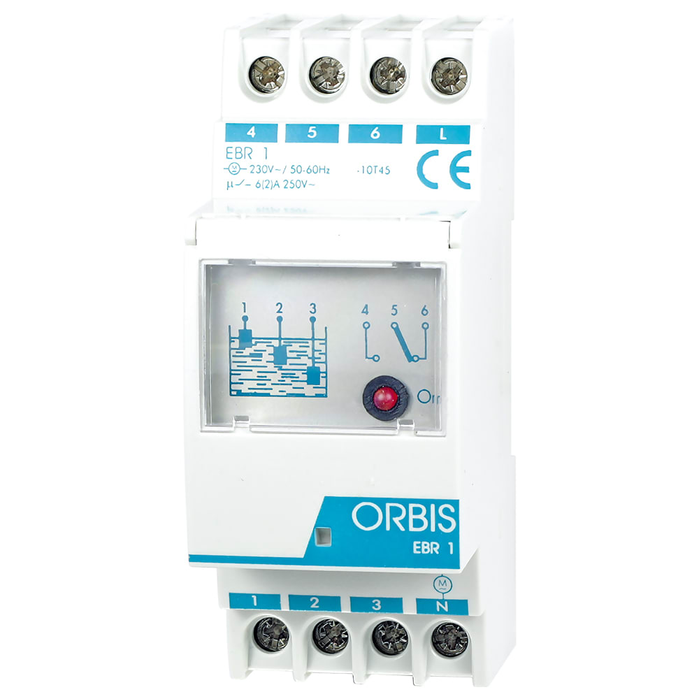 ORBIS - EBR-1 relè controllo acqua, 2 moduli DIN, 1 contatto, 230V