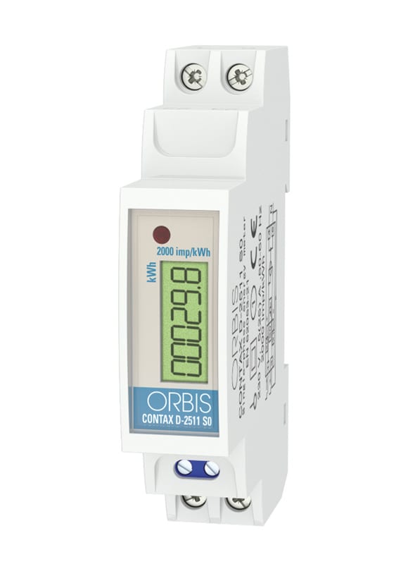 ORBIS - CONTAX D 2511 SO Contatore monofase energia attiva, 1 Modulo, 25A, inserzione diretta, display digitale, lampeggio LED 0.5Wh/imp