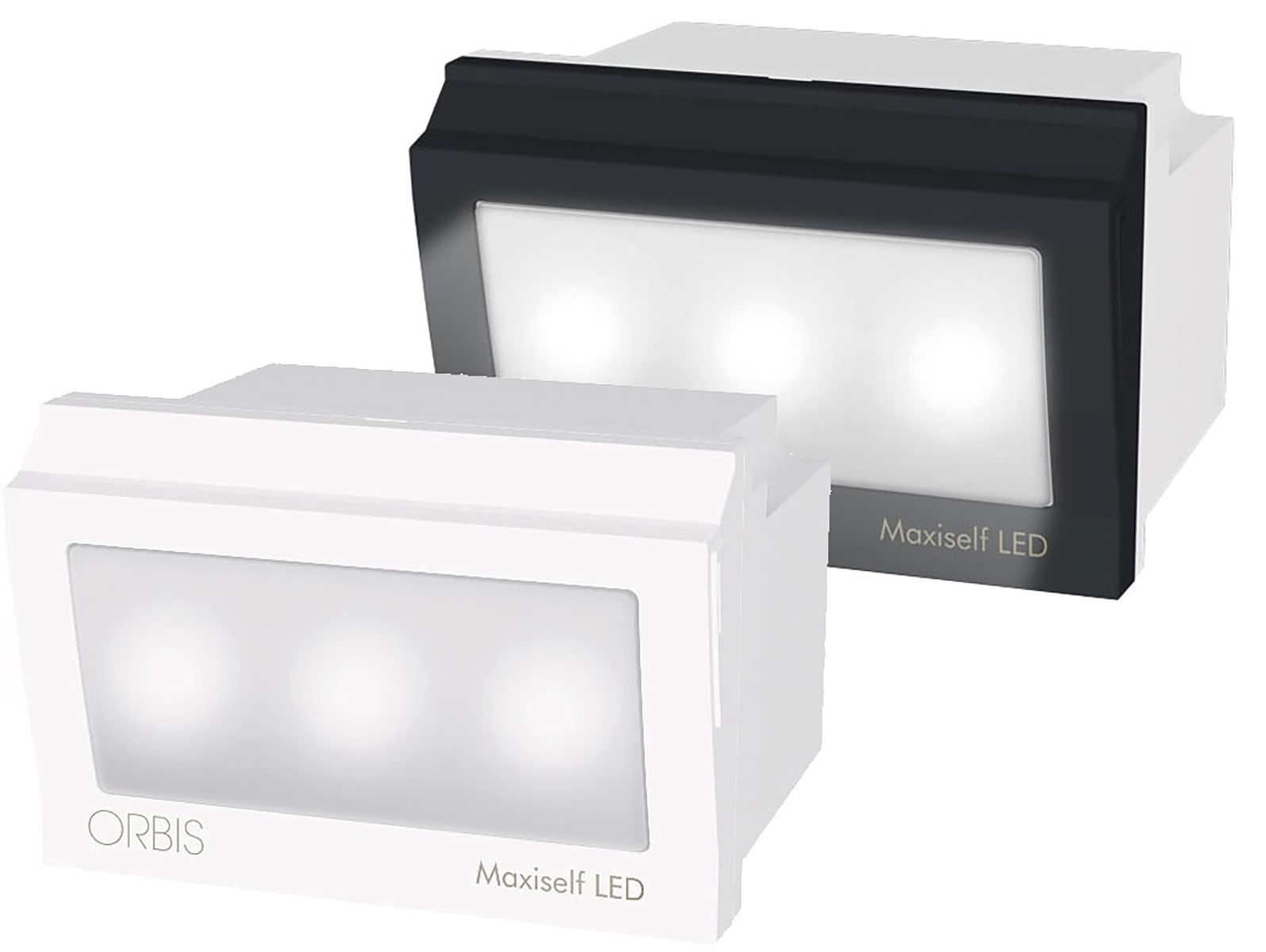 ORBIS - MAXISELF LED Lampada di emergenza da incasso ESTRAIBILE, con frontalini BIANCO e ANTRACITE intercambiabili, 3 moduli DIN, 230V