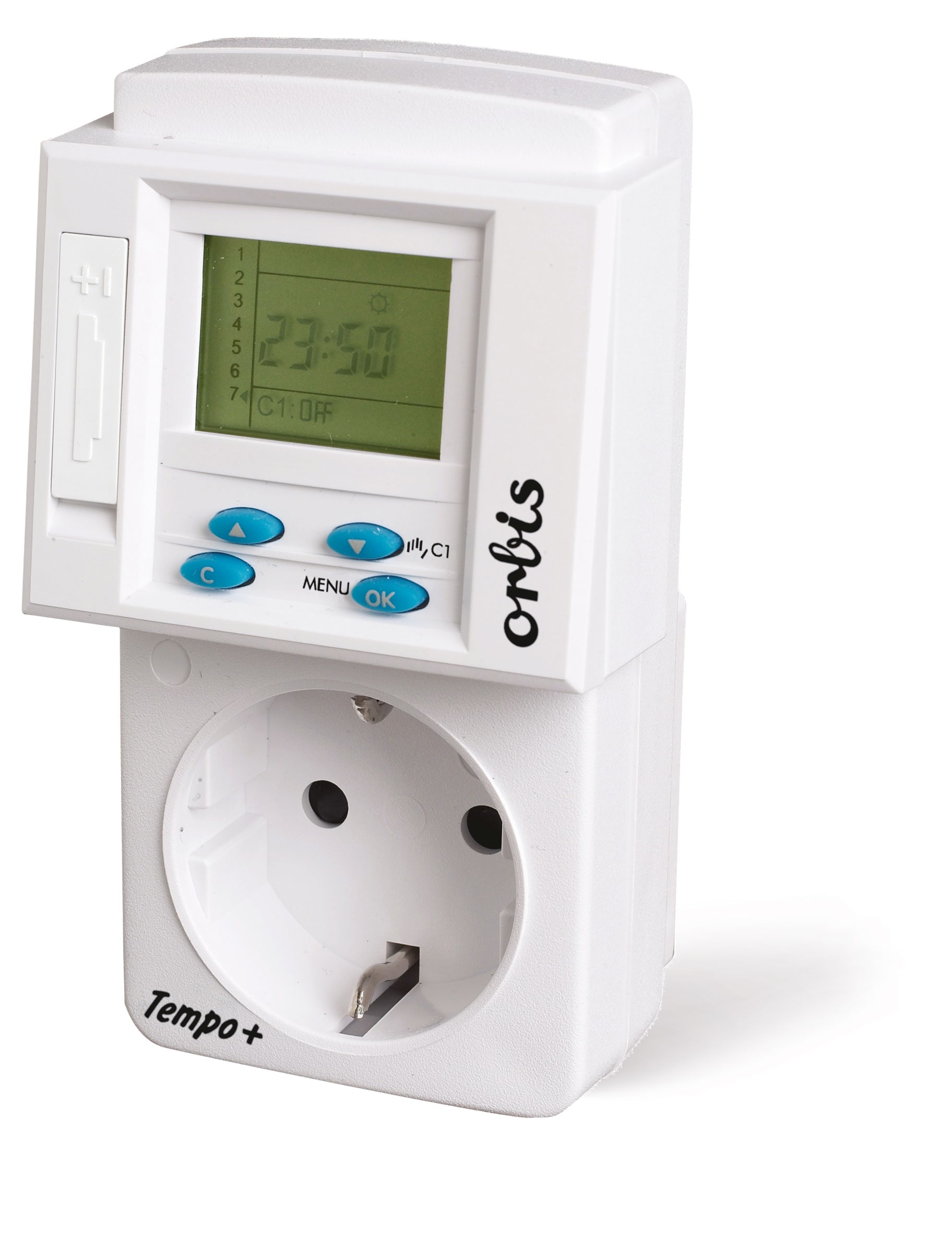 ORBIS - TEMPO+ Interruttore orario digitale a spina, giornaliero/settimanale, spina schuko, presa Schuko, 230V