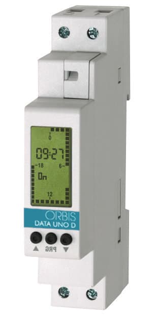 ORBIS - DATA UNO D Interruttore orario digitale 1 modulo DIN, giornaliero, con riserva, 230V