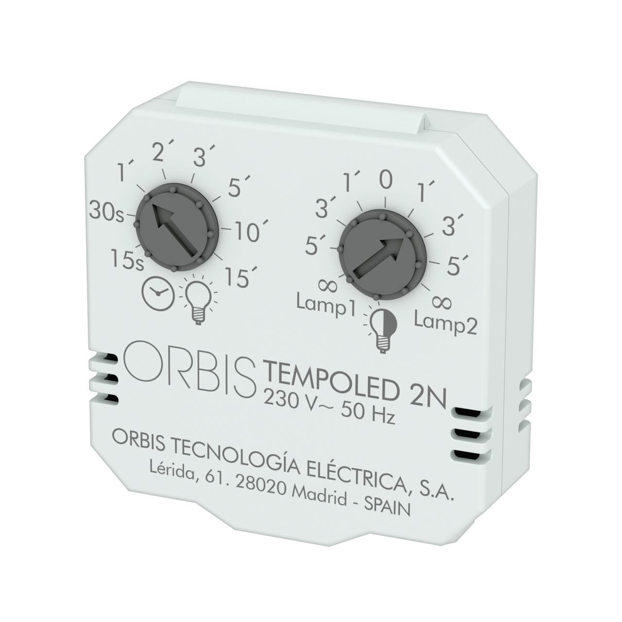 ORBIS - TEMPOLED 2N Automatico luci elettronico, retrofrutto, 2 livelli regolabili, riarmabile, 230V
