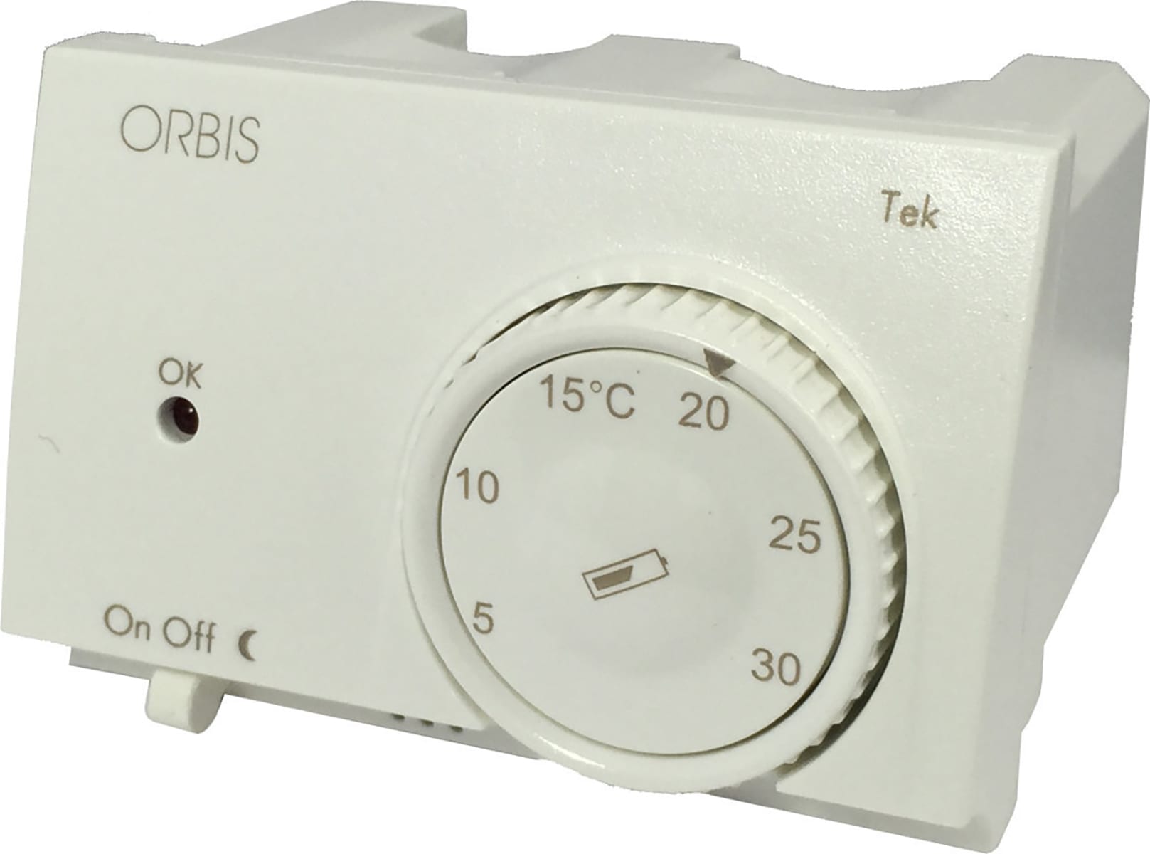 ORBIS - TEK BIANCO Termostati elettronici da incasso, selettore ON/OFF, modalità notturna, 2 batterie 1.5V