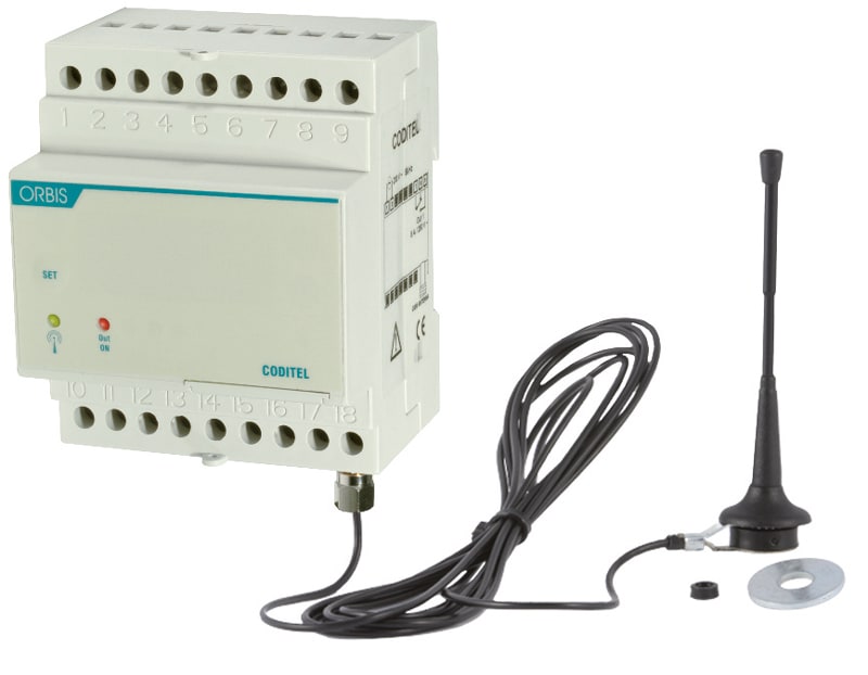 ORBIS - CODITEL Telecontrollo con comunicatore GSM, uscita relè 8A/250V, comandabile da SMS o squillo, 230V