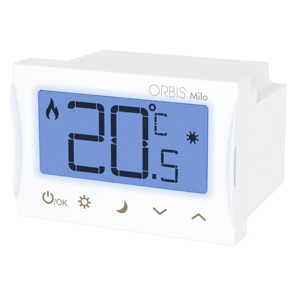 ORBIS - MILO Termostato digitale da incasso, modalità estate/inverno, alim. 2 batterie 1,5V