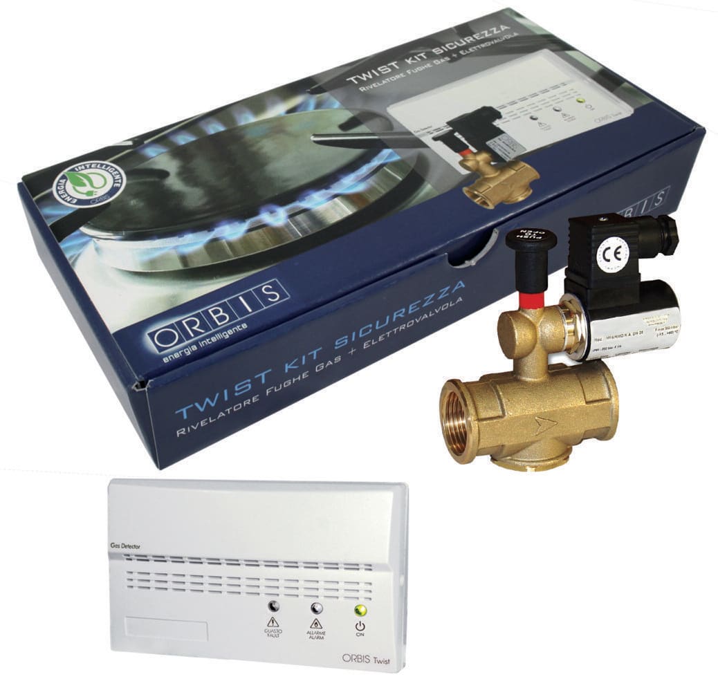 ORBIS - KIT GAS GPL 1/2" (TWIST) Rivelatori gas da parete, con sensore catalitico ed una elettrovalvola NA 1/2", 230V
