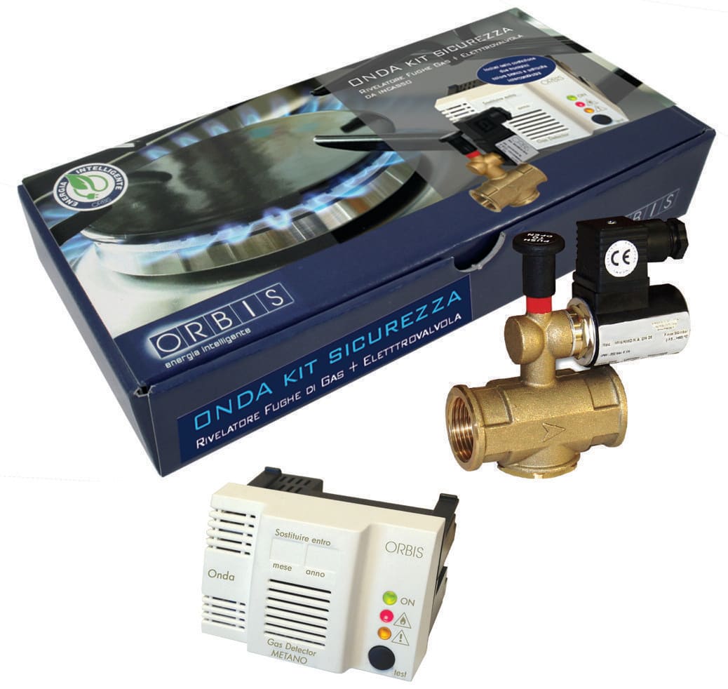 ORBIS - KIT GAS GPL 3/4" (ONDA) Rivelatori Gas Da Incasso ,con sensore catalitico ed una elettrovalvola NA 3/4", 230V
