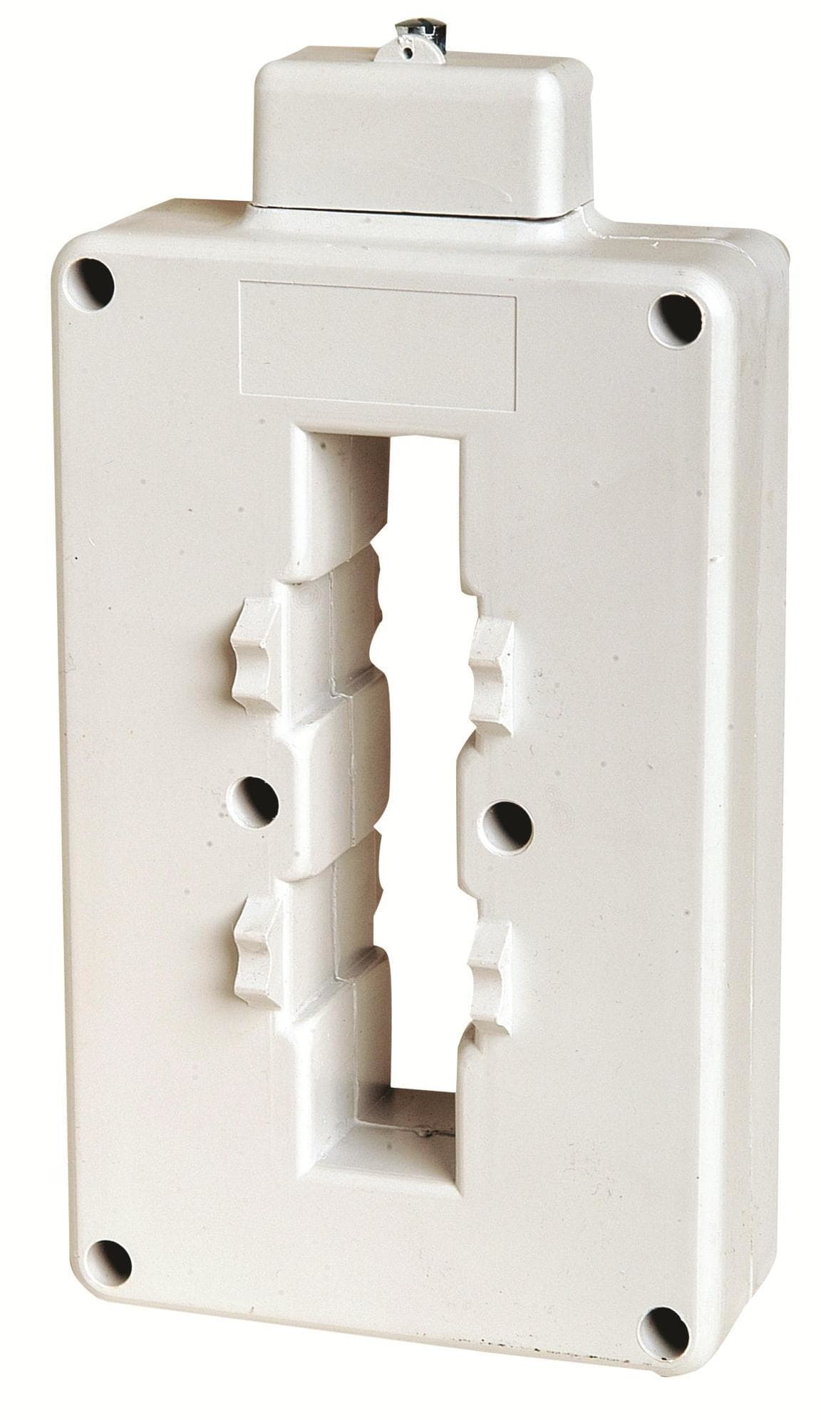 ORBIS - AT2 800/5A TRASFORMATORE Amperometrico, dimensioni barra inseribile 102mm x 20mm, diametro cavo inseribile 20mm, fissaggio tramiste staffa/ barra DIN