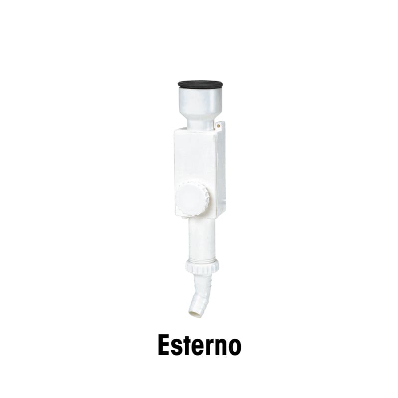 ORBIS - SIFE 5 / 20, Versione da esterno in polipropilene bianco con asole di fissaggio parete,finestra d'ispezione, ingresso ø 20mm e uscita ø 16 mm