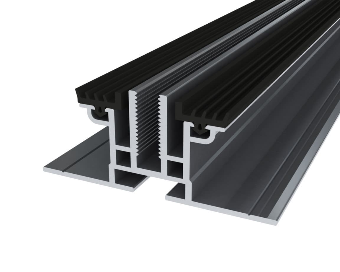 ORBIS - EASY CLAMP BS Profilo di BASE in alluminio per fissaggio su pensilina, con guarnizioni per impermeabilizzazione, lunghezza 5.1m