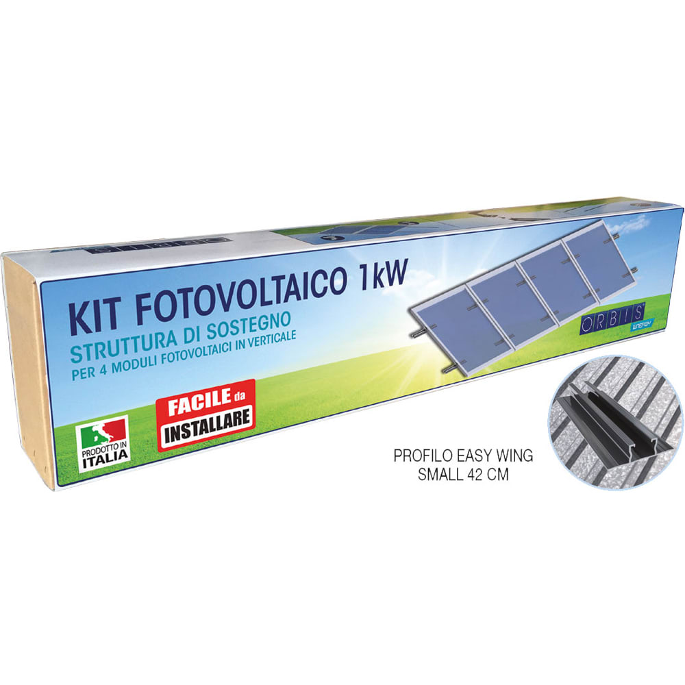 ORBIS - KIT FGR-3141 KIT STRUTTURA DI SOSTEGNO 4 PANNELLI per 4 moduli fotovoltaici in verticale su copertura in lamiera grecata,profilo EASY WING SMALL