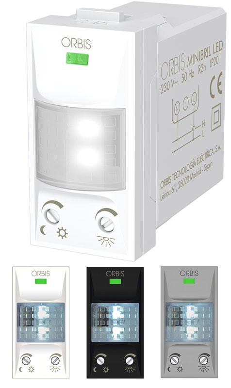 ORBIS - MINIBRIL LED Lampada segnapasso/emergenza da incasso con forntalini BIANCO, ANTRACITE e ALLUMINIO intercambiabili, 1 modulo DIN, 230V OB137312