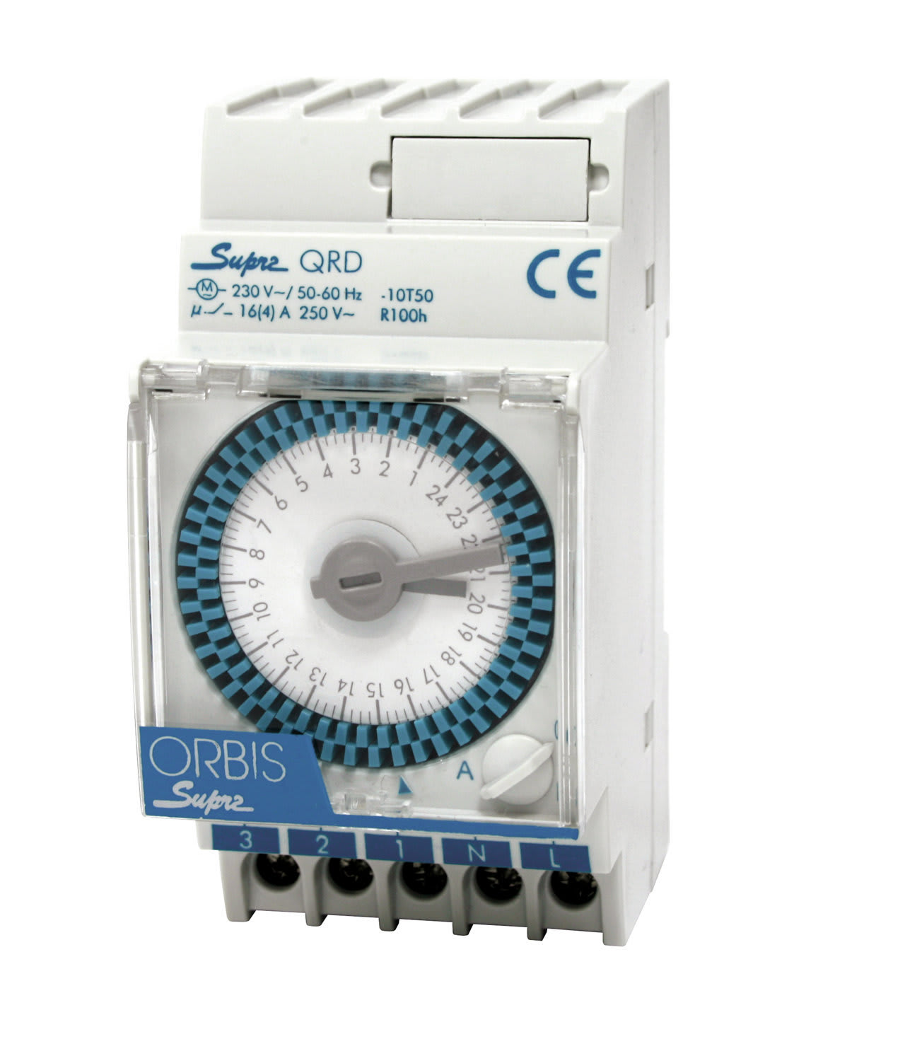 ORBIS - SUPRA QRD Interruttore Orario Elettromeccanico 2,5 moduli DIN,giornaliero,riserva 150 ore, alimentazione 24V DC OB290262N