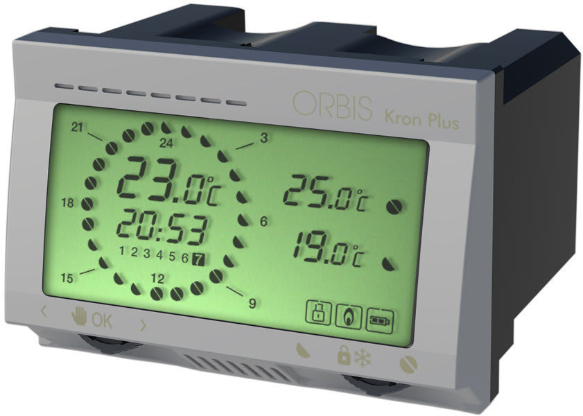 ORBIS - KRON PLUS ALLUMINIO Cronotermostato digitale da incasso, programmazione giornaliera/settimanale, alim. 2 batterie 1,5V OB322520