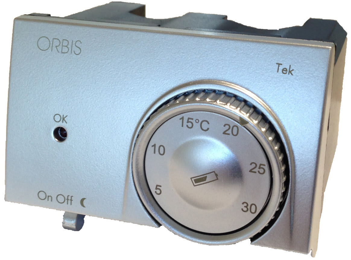 ORBIS - TEK ALLUMINIO Termostati elettronici da incasso, selettore ON/OFF, modalità notturna, 2 batterie 1.5V OB322620