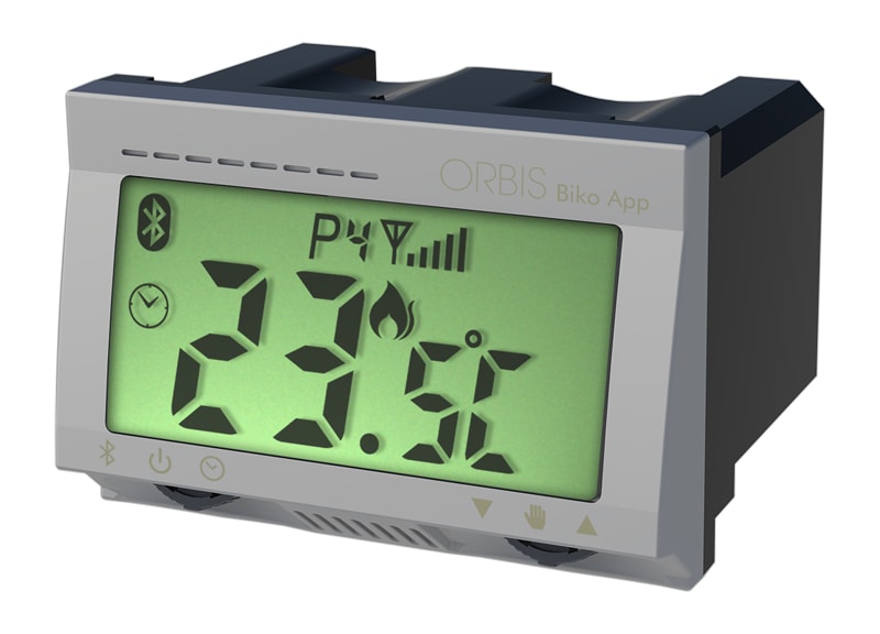 ORBIS - BIKO APP ALLUMINIO, Cronotermostato digitale da incasso bluetooth, programmazione giornaliera/settimanale, alim. 2 batterie 1,5V OB325820