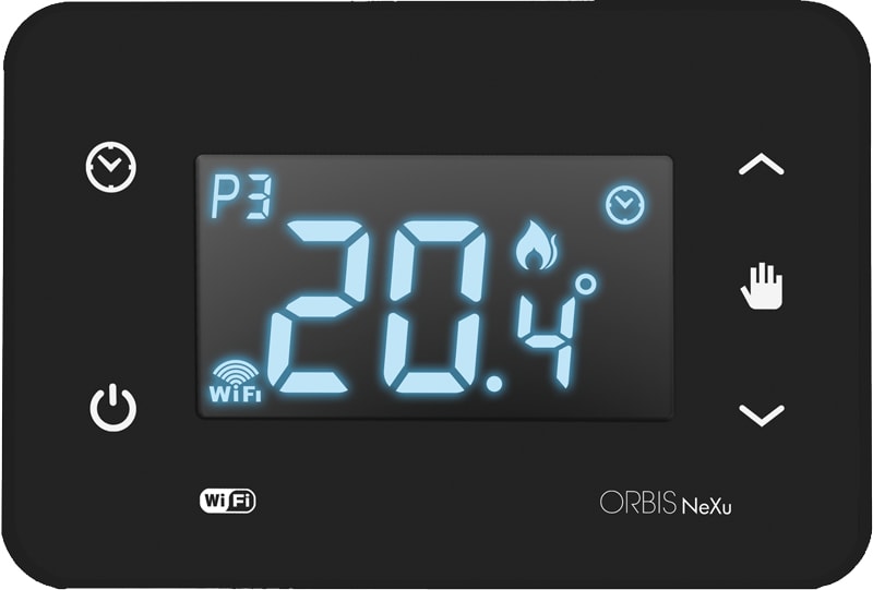ORBIS - NEXU IN WiFi NERO Cronotermostato digitale da incasso comunicazione WiFi, programmazione settimanale, alim. 230V OB326310