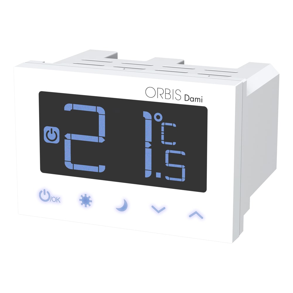 ORBIS - DAMI BIANCO Termostato digitale da incasso, modalità estate/inverno, alim. 230V OB326600