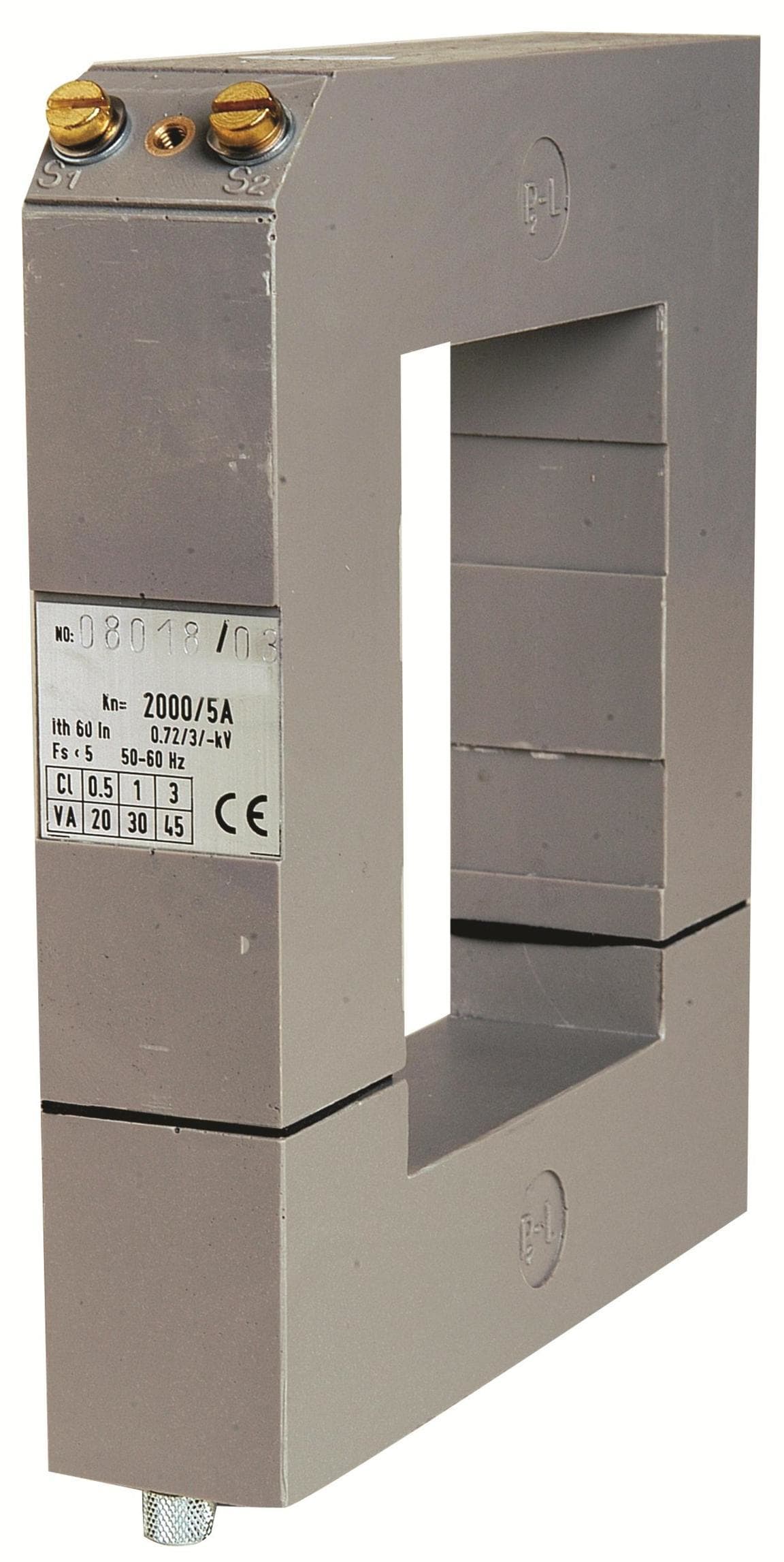 ORBIS - AT100P 600/5A TRASFORMATORE Amperometrico apribile, dimensioni barra inseribile 100mm x 80mm, diametro cavo inseribile 80mm, fissaggio tramiste staffa