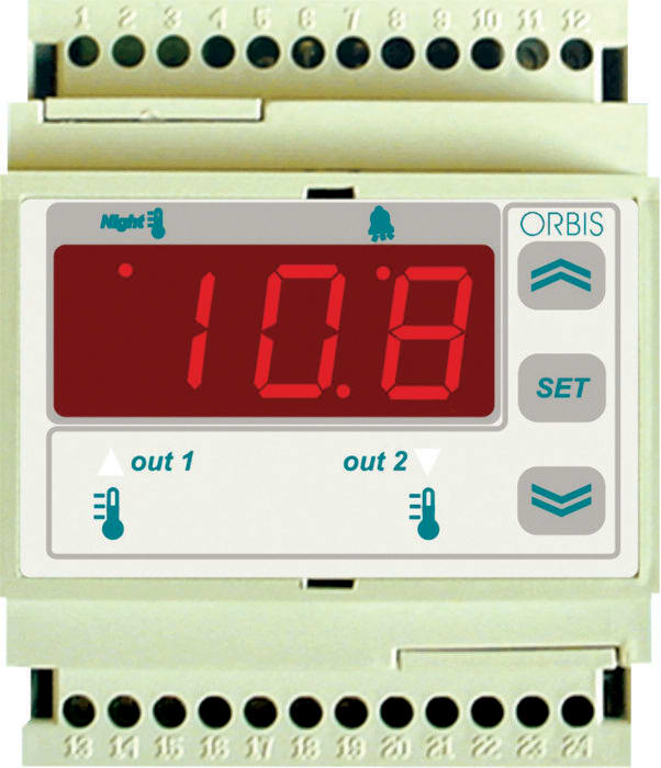 ORBIS - SCD213E7/A665 REGOLATORE DIGITALE UMIDITà e PRESSIONE MODULARE, 4 moduli DIN, IN: 1 da 4-20mA, OUT: 2 relè, campo lavoro %RH o bar,230 V