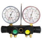 ORBIS - Gruppo manometrico 4 VIE diametro 80 mm, scala bar/psi/°C, classe precisione 1.6 Gas R22-R407C-R134A-R404A Attacchi 3 x 1/4" SAE + 1 x 3/8" SAE