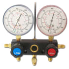 ORBIS - Gruppo manometrico 2 VIE diametro 80 mm,scala bar/psi/°C,classe precisione 1,6 Gas R410A-R32 Attacchi 4 x 1/4" SAE OB576052