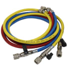 ORBIS - Serie 3 tubi fessibili R22/R407/R32 con rubinetto e depressore attacco 1/4" SAE - 1/4" SAE 45°, lunghezza 1500 mm