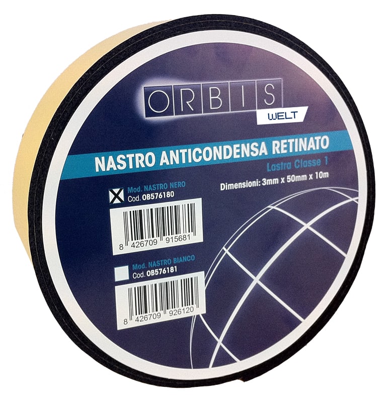 ORBIS - NASTRO ANTICONDENSA NERO lunghezza 10m, spessore 3mm, larghezza 50mm