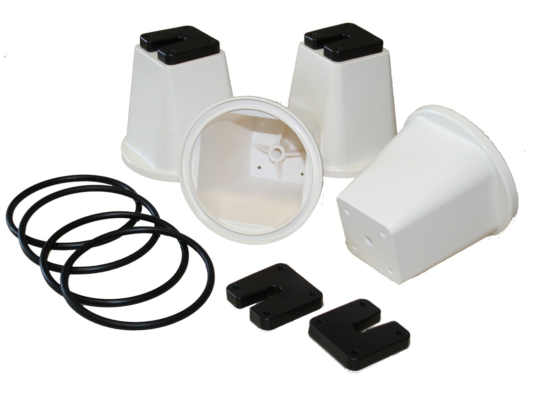 ORBIS - SPB 100 Set 4 supporti a bicchiere completo di o-ring, viti, rondelle e piastrine antivibranti, portata MAX 500 Kg ognuno OB581000