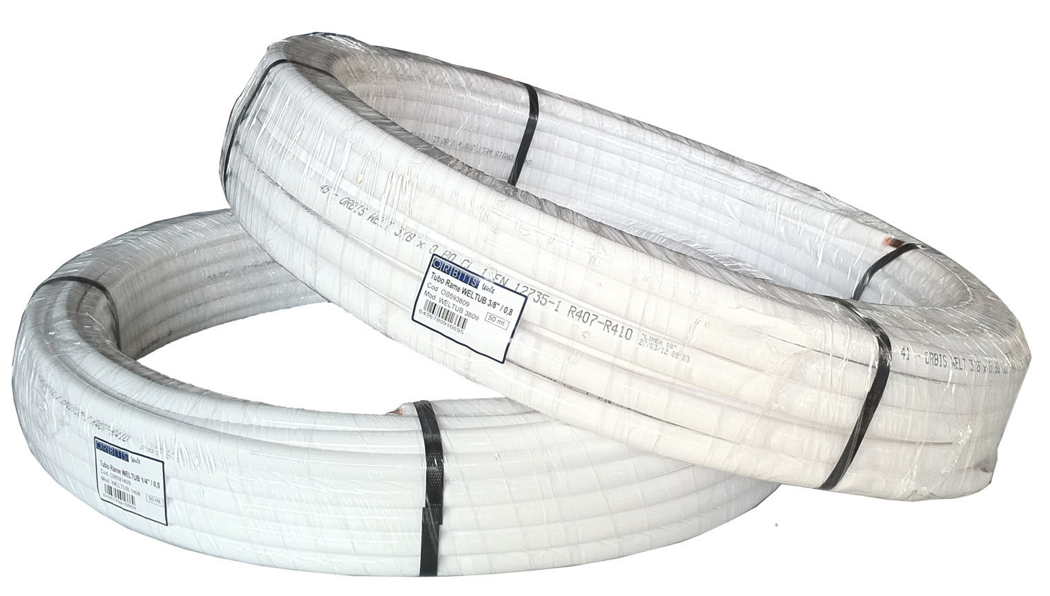 ORBIS - WELTUB 3808 tubo di rame, diametro 3/8", spessore 0.8 mm, spessore rivestimento 7 mm, pressione di esercizio 93 bar OB593809